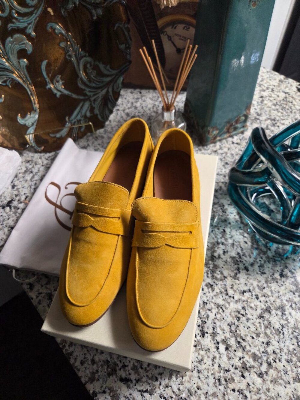 M. Gemi Mustard Suede Loafers • Made in Italy • Size 39